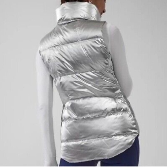 Athleta Downtown Metallic Down Vest, Size S, Color Metallic Silver - Picture 3 of 10